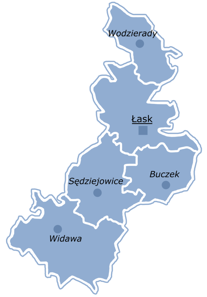 Łask powiat łaski mapa