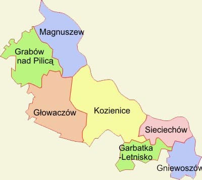 Powiat kozienicki mapa