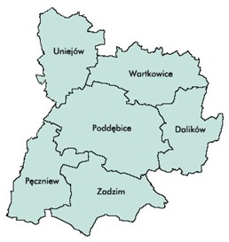 Poddębice powiat poddębicki mapa